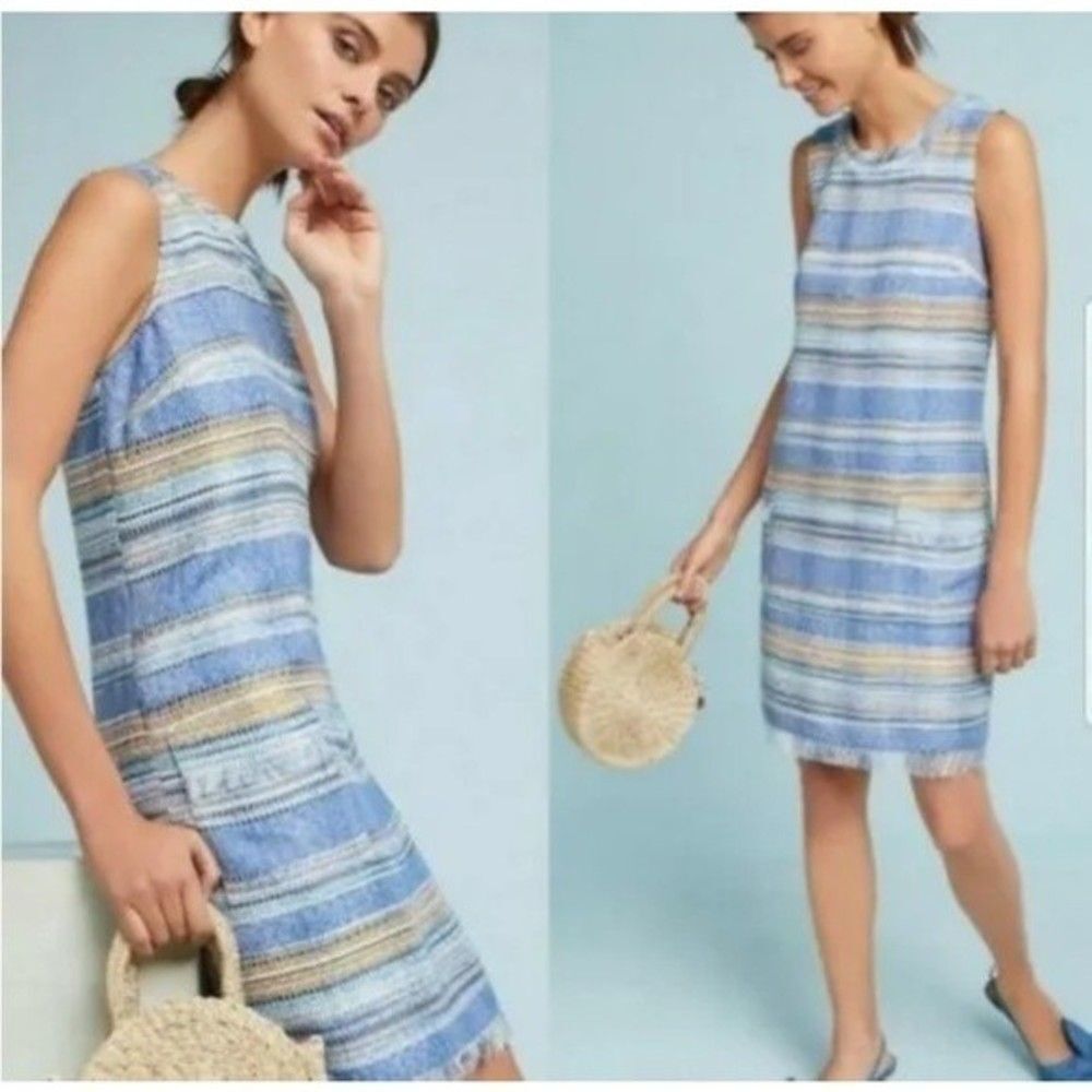 Anthropologie Blue Striped Midi Dress